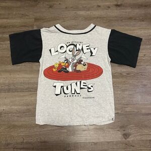 Vintage‎ 1993 Looney Tunes Baseball Jersey Shirt Sun Sportswear Gray Mens Medium
